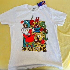 Nickelodeon Spongebob Squarepants T-Shirt Mens Large White Cartoon Graphic Print
